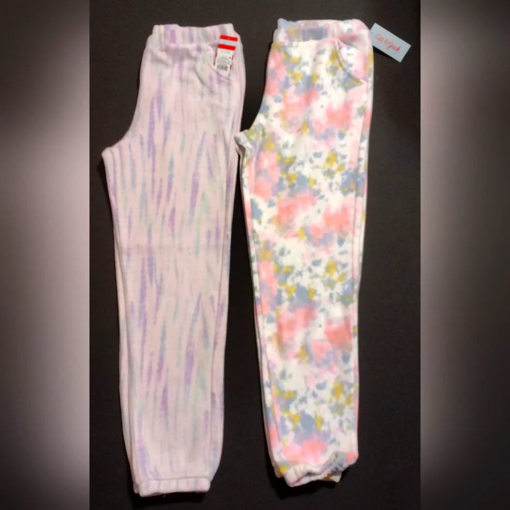 Girls XL Plus Fleece Pants Joggers PJ Bottoms Tye-Dye 2 Pair Lot 14 16 Soft New - Picture 3 of 12